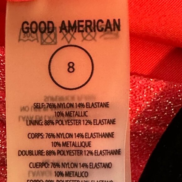 Good American Womens 4XL Strapless Metallic Coral One Piece Swimsuit Shimmer Pin - Picture 4 of 6